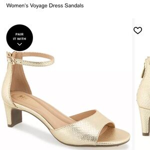 Gold short heel sandals. Only worn one time for a wedding.